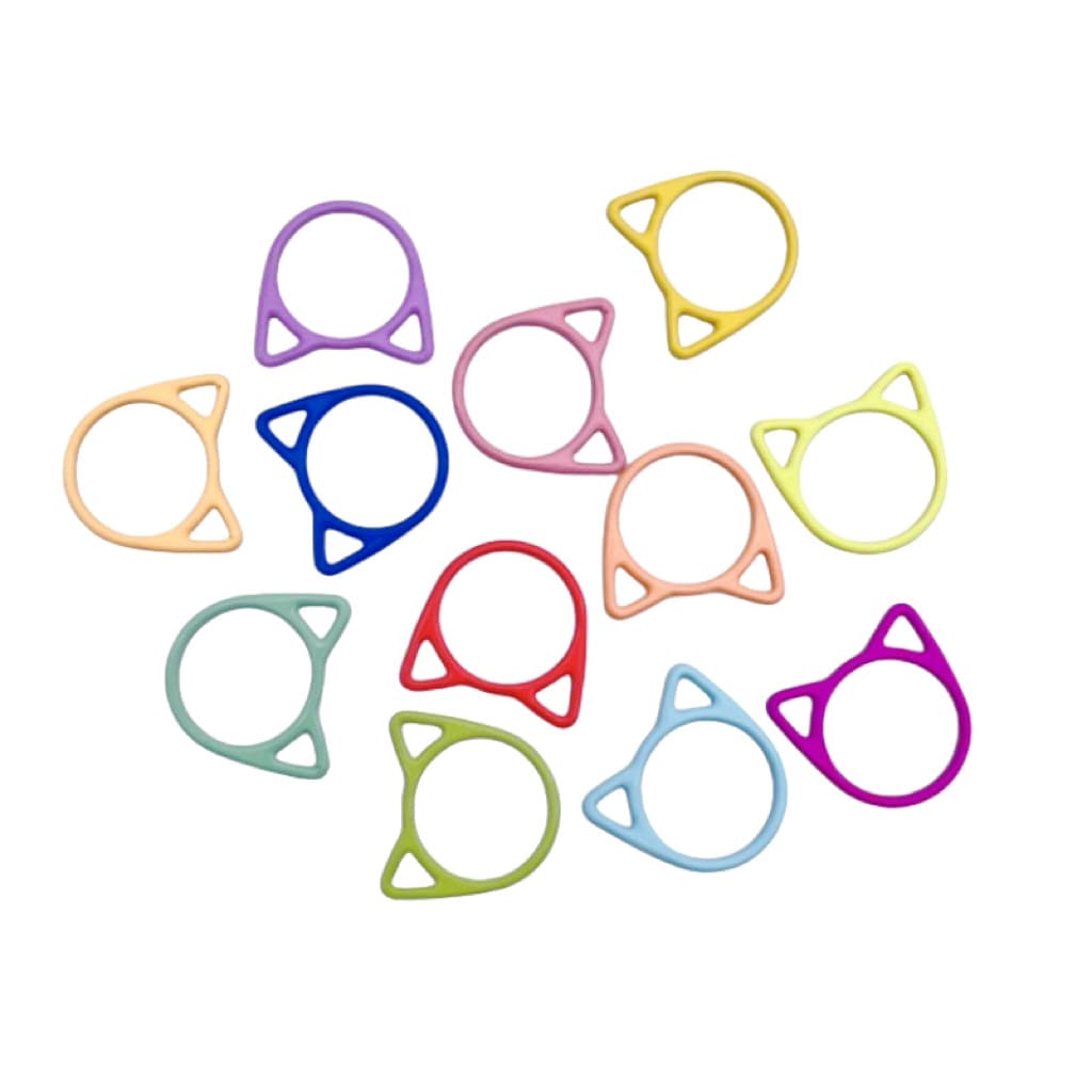 Metal Painted Stitch Markers, Cartoon Cat-Shaped Stitch Markers, Kitten Ring Knitting Needle Crochet Hook Sweater Marking Rings