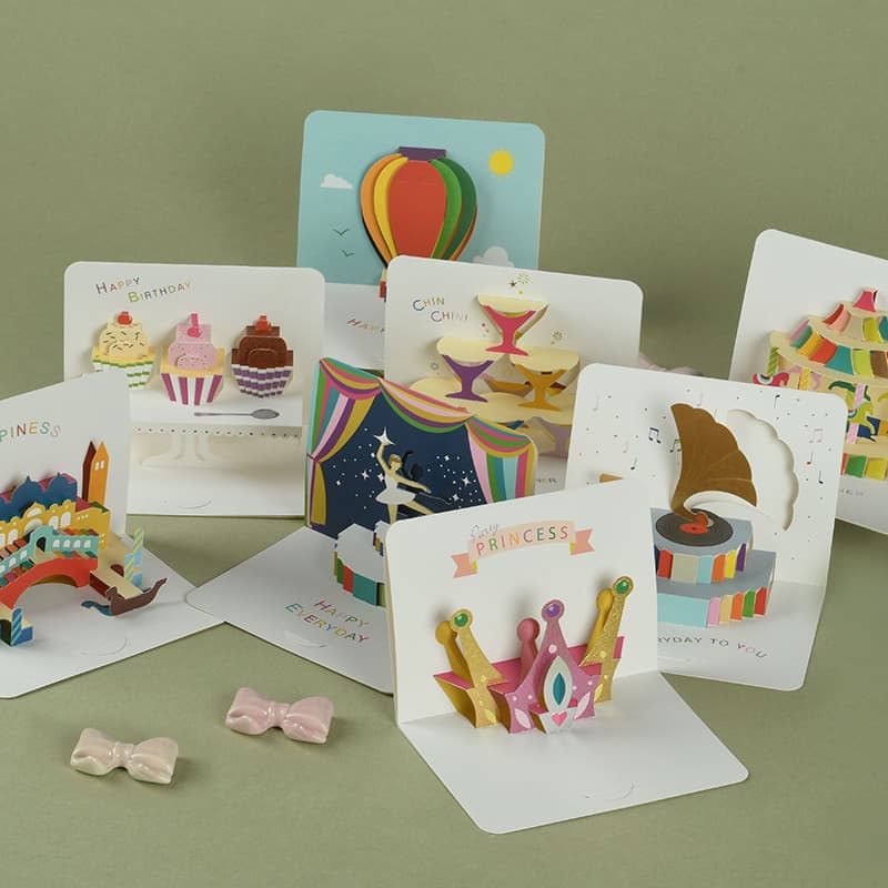 Creative Fun Simple Greeting Card 3D Foldable Card Teacher Card Children's Birthday Card Thank You Card with Envelope