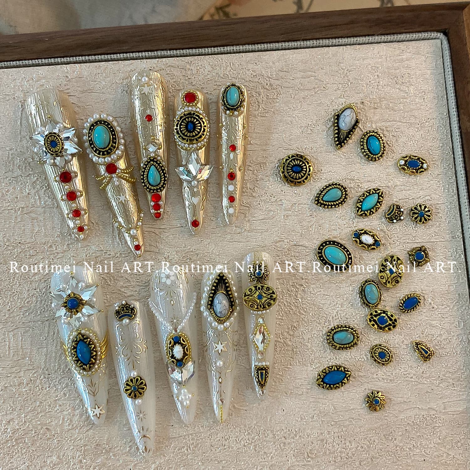 New Nail Art Buccellati Series Accessories Vintage Palace Style Exotic Ethnic Flat Rhinestone Decorations