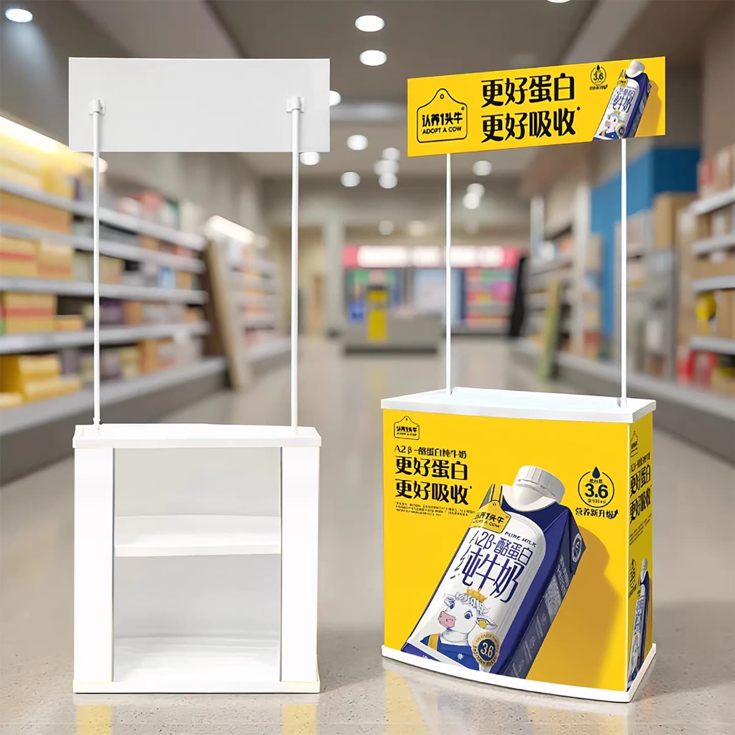 PP Promotional Display Table Plastic Booth Arc Folding Blister Supermarket Injection Molded Tasting Table Sampling Table Recruitment Table