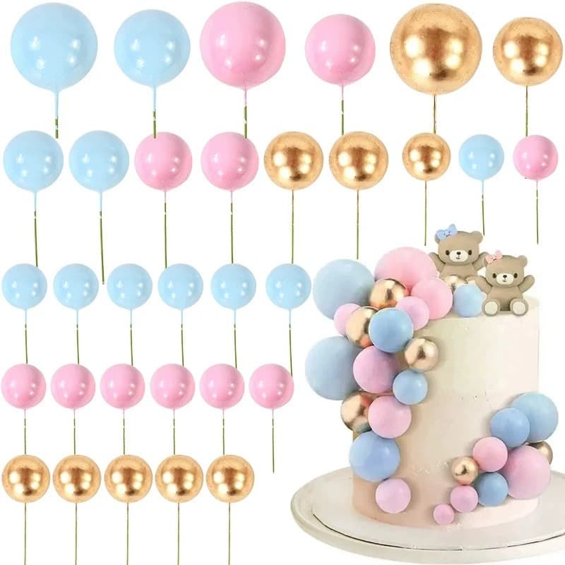 Cross-border set birthday cake ball decoration DIY foam cake ball baking decoration wedding gold ball silver ball plug-in