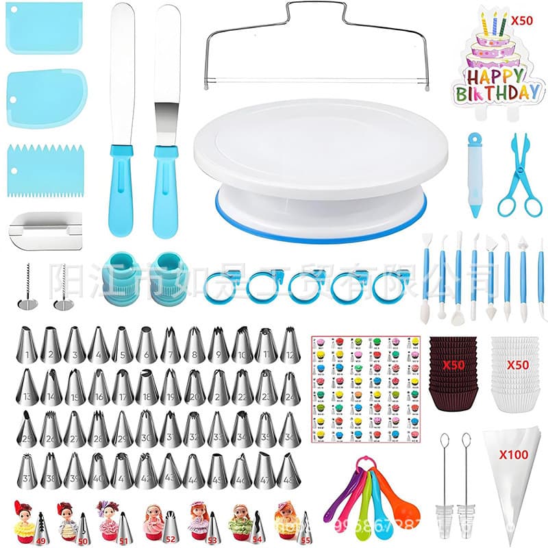 Cross-Border Stock 340-Piece Set Cake Turntable, Piping Nozzles, Cake Decorating, Cake Layer Cutter, Baking Tool Set