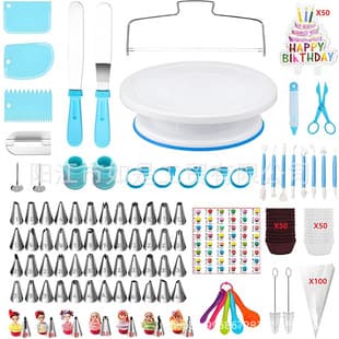 Cross-Border Stock 340-Piece Set Cake Turntable, Piping Nozzles, Cake Decorating, Cake Layer Cutter, Baking Tool Set