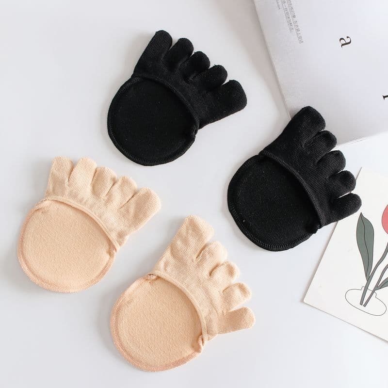 Five-Toe Socks Summer Thin Half-Sole Towel Bottom Sponge Cushion Invisible Forefoot Socks Toe Separator High Heel Socks for Women