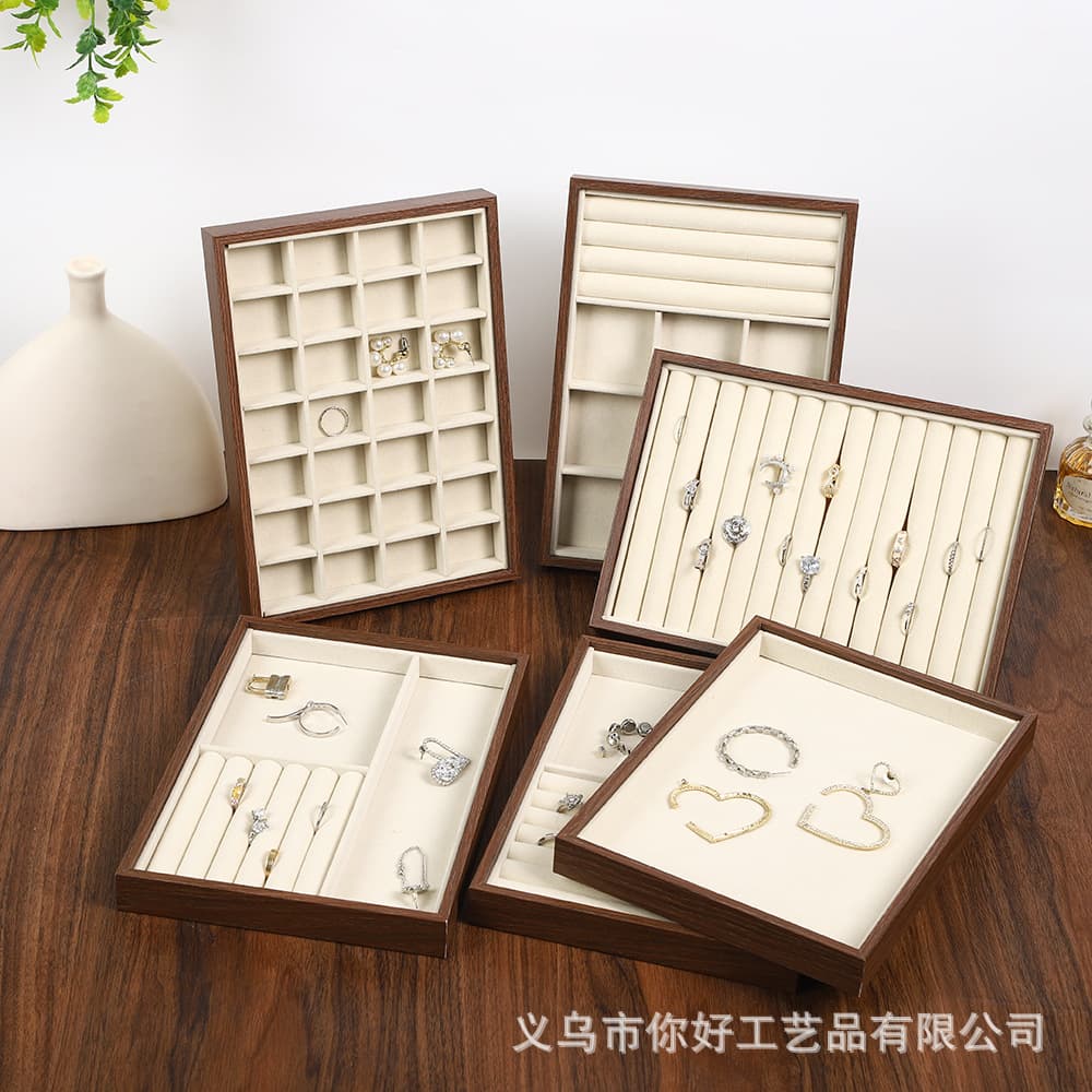 Jewelry tray display plate, walnut wood countertop, jewelry storage, large capacity ring tray, earring tray, necklace display plate