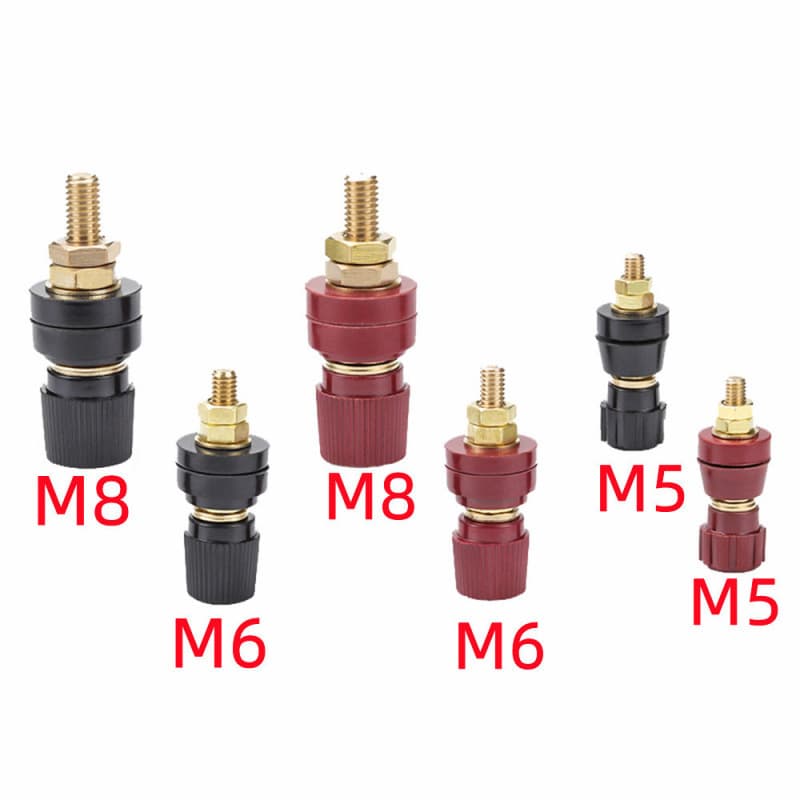 High-Current Pure Copper Terminal Block 333/555 Lithium Battery Inverter Clamp Terminal M6M8 Bakelite Red Black