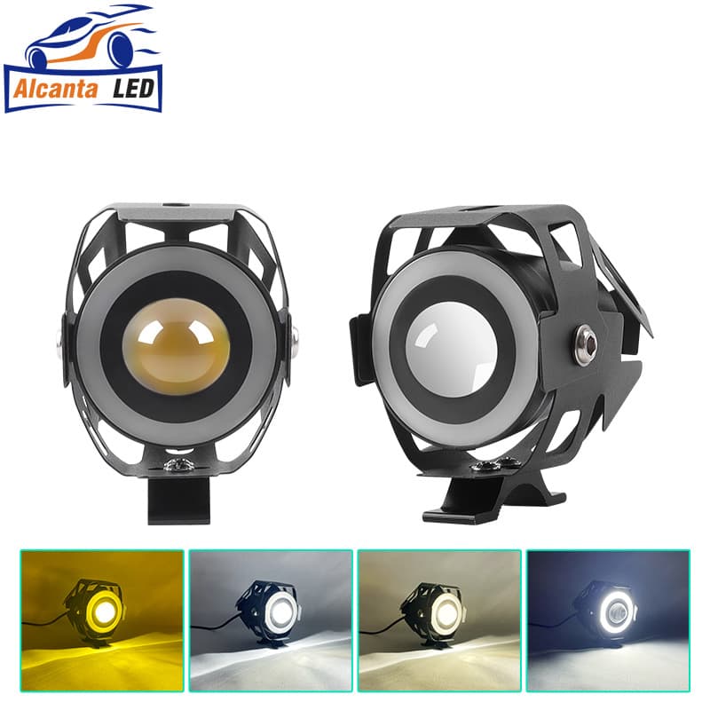 U7 External Focus LED Light for Electric Scooter Motorcycle Strong LED Headlight Angel Eye Laser Cannon Light Ultra Bright