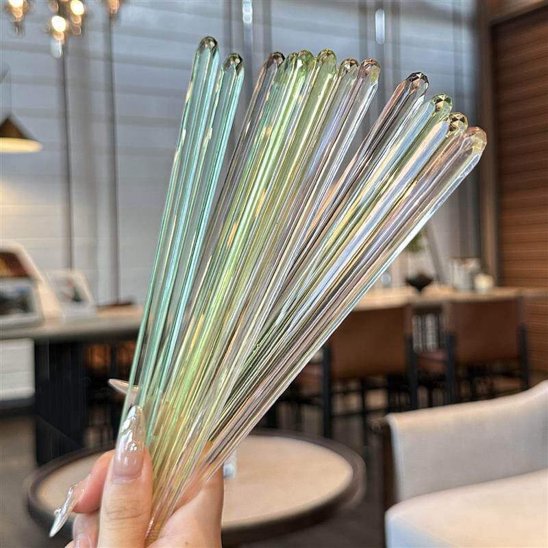 Transparent Crystal Texture Chopsticks Acrylic Non-Slip Chopsticks High Appearance Chopsticks Chongchong Same Style Couple Not Heat Resistant