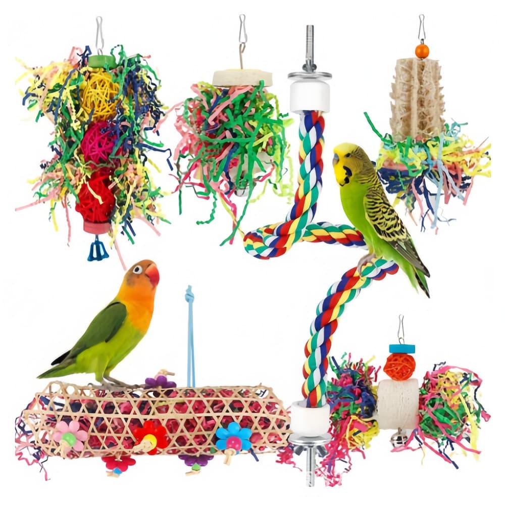 Parrot toy bird toy set hot model bite and tear to relieve boredom bird toy ladder swing birdcage supplies