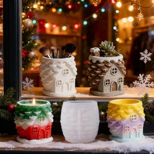 Yindian DIY Resin Mold Scented Candle Cup Vase Storage Silicone Mold Pinecone House Plaster Cup Mold