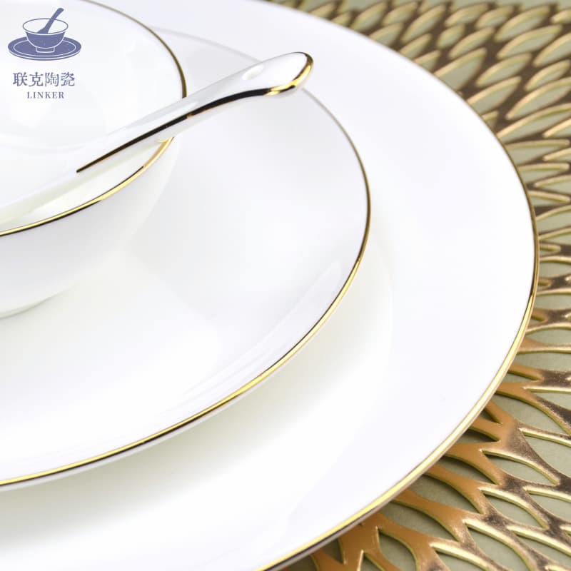 Hotel table setting ceramic tableware set high bone china high-end Phnom Penh Chinese club restaurant high-end bone china tableware