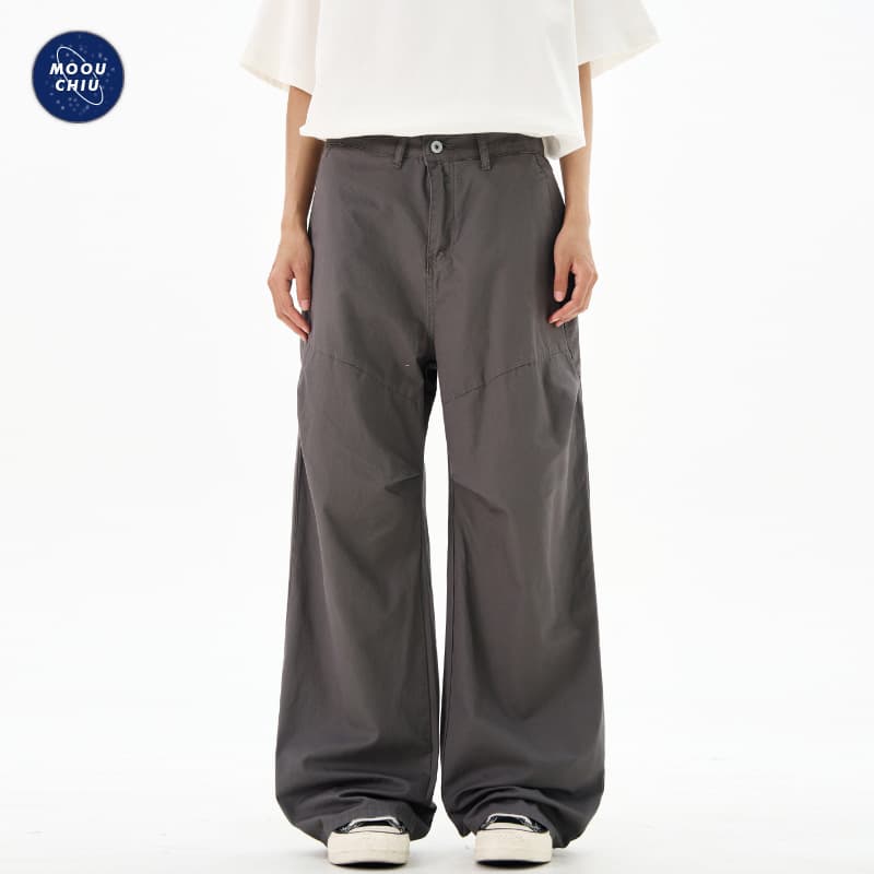 Muqiu Men's Clothing | Summer Thin American Paratrooper Wide-leg Cargo Pants for Men Outdoor Loose Straight Pleated Casual Pants