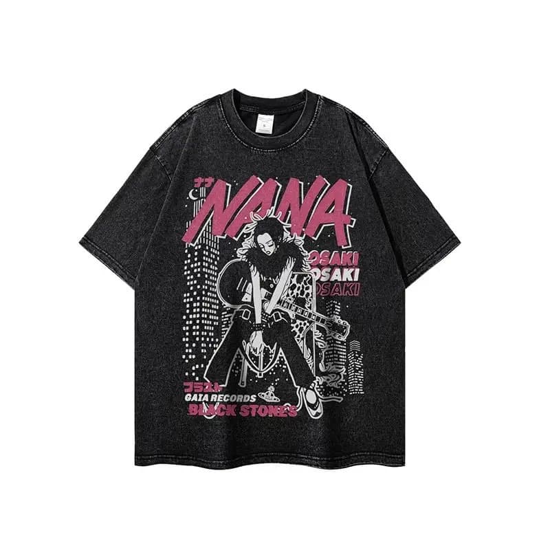 Washed and Distressed Graffiti Print Short Sleeve T-Shirt OVERSIZE Drop Shoulder Men's T-Shirt