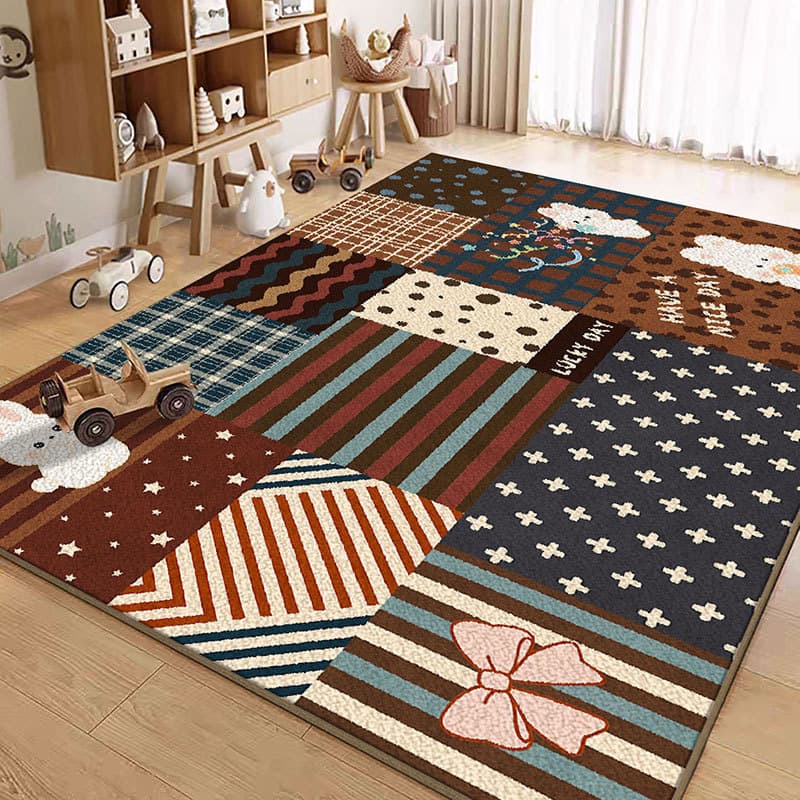 Maillard Carpet, Vintage Large Area Living Room Decorative Carpet, Thickened Heat Insulation Faux Cashmere Carpet for Room