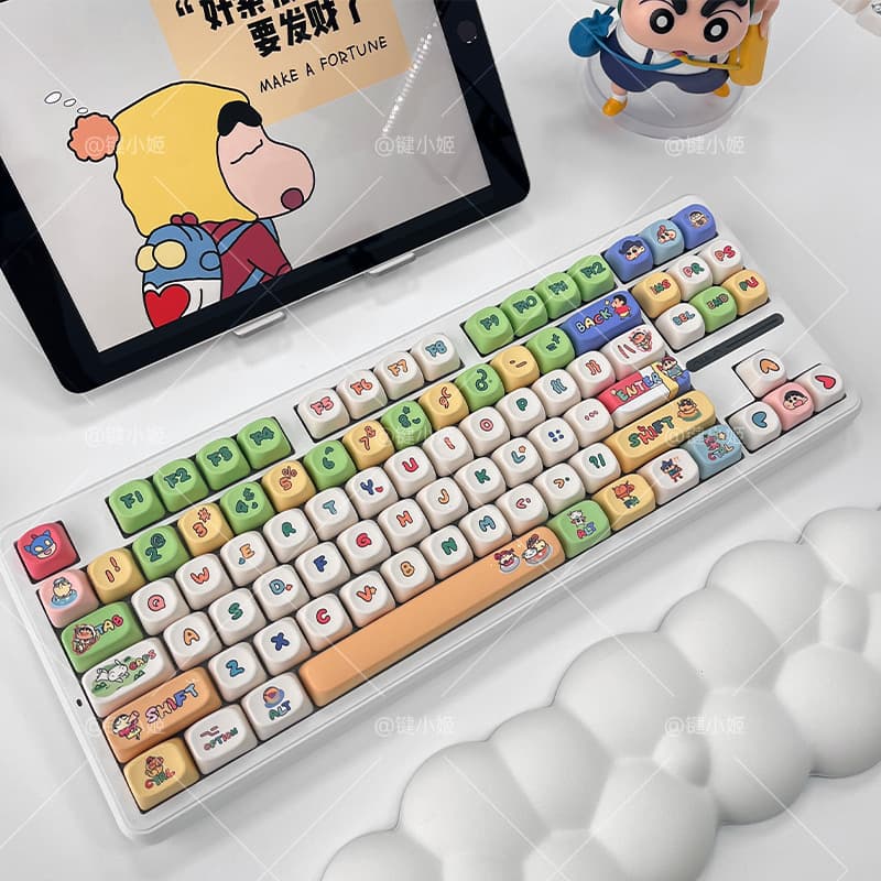 Crayon Shin-chan 2.0 (Bagged) 130-Key Five-Sided Dye-Sublimated Keycaps PBT Height Cute and Rounded Keycaps Only