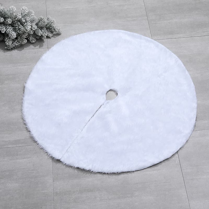 New Cross-Border Long Fur Christmas Tree Skirt Decoration Holiday Supplies White Plush Christmas Tree Skirt