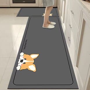Cross-Border Kitchen Floor Mat, Stain-Resistant Non-Slip Mat, Diatom Mud Absorbent Kitchen Mat, Cuttable Kitchen Carpet, Entry Mat