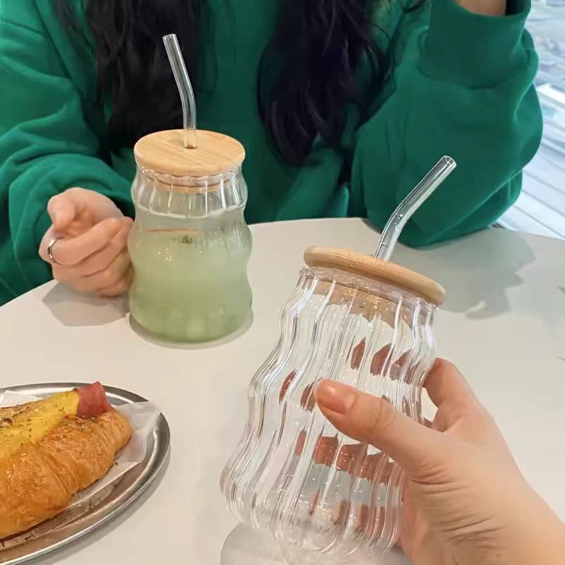 Cloud Cup Coffee Glass Cup High Borosilicate Juice Cup Spiral Cup Chubby Cold Drink Cup Milk Tea Glass Cup