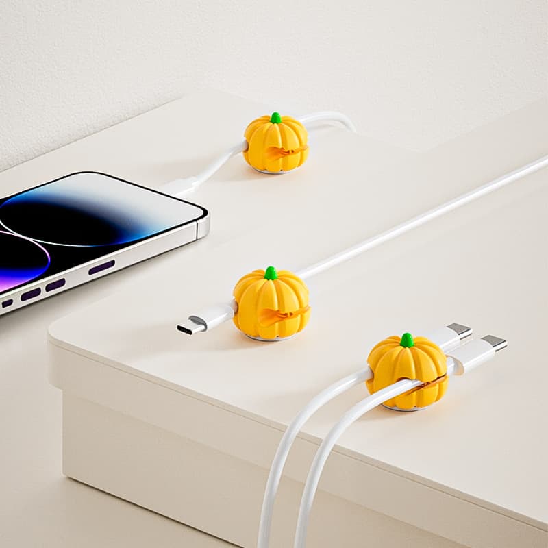 New Desktop Pumpkin Cable Organizer Fruit Cord Clip Cable Manager No-Trace No-Drill Storage