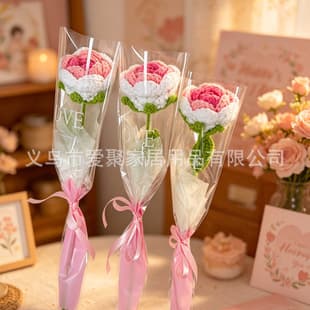 Mother's Day Valentine's Day Rose Bouquet Knitted Pink Rose Souvenir Gift Mom Forever Flower Activity Gift