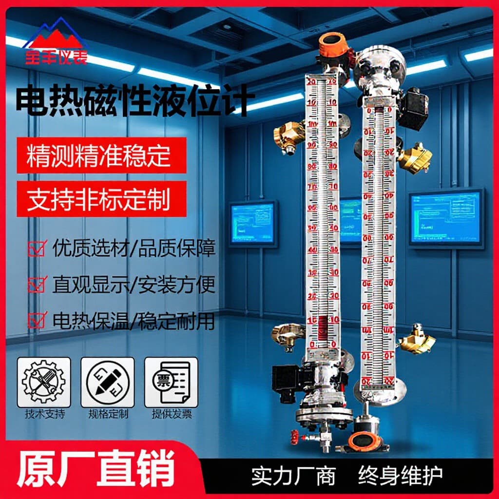 Electric Heat Tracing Insulated Magnetic Flap Level Gauge High Temperature Corrosion Resistant Explosion Proof Magnetic Level Gauge Magnetic Flap Level Gauge