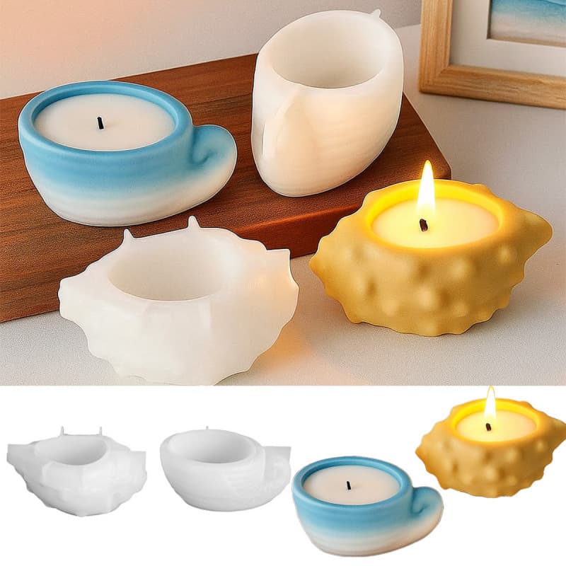 Caifu Cross-border DIY Plaster Cement Aromatherapy Candle Cup Silicone Mold Polka Dot Stripe Seashell Conch Ornament