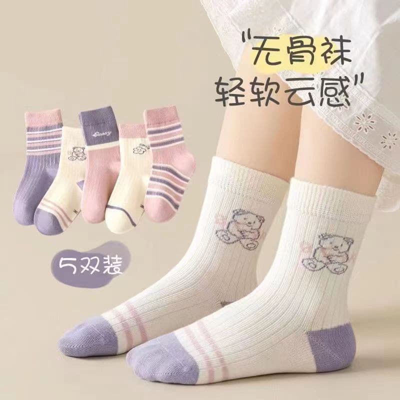 Kids Socks for Girls Spring Autumn Cotton Seamless Mid-Calf Socks Little Girls Fall Winter Class A Toddler Cotton Socks