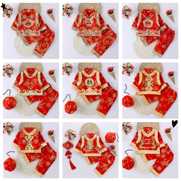 New boys' Tang suit, children's Tang suit, ethnic style, children's first birthday baby set, full moon celebration clothes