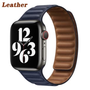 Cross-border Compatible Apple Watch S11 Dual-Color Magnetic Leather Strap iWatch S10/9/8/7 Wristband 6SE