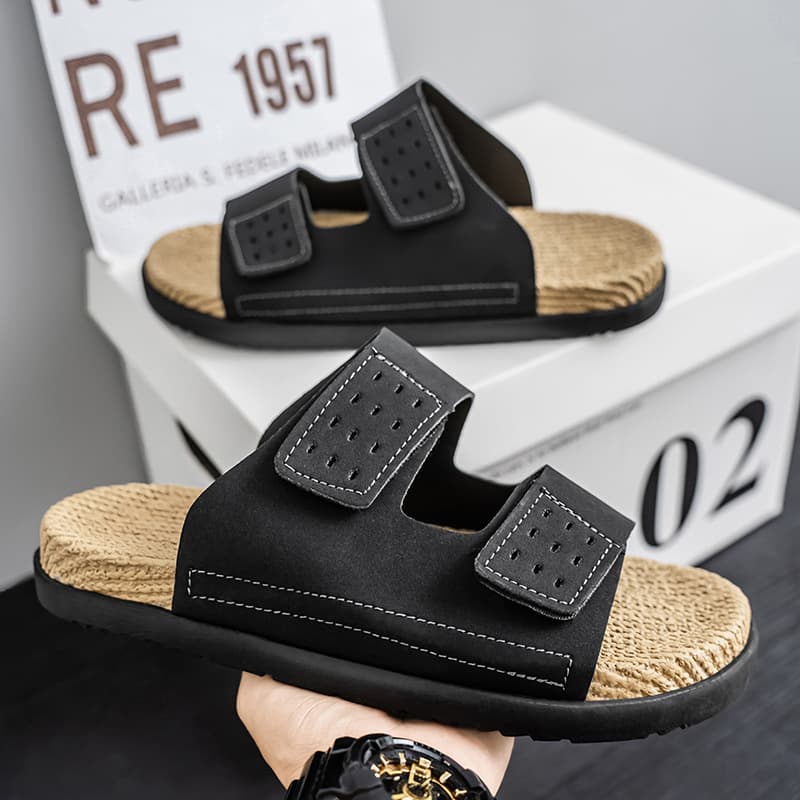 Cross-Border Hot Selling Half-Drag Birkenstock Men's One-Strap Sandals Summer Non-Slip Thick Sole Outdoor Sports Soft Sole Sandals