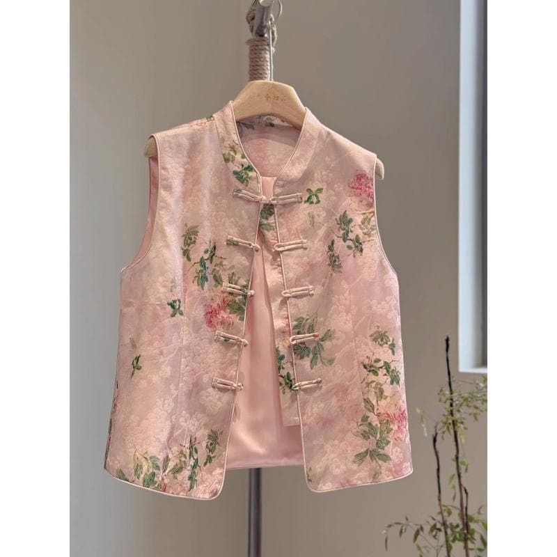 New Chinese-style Ancient Vest for Women Printed 2025 Summer Top Embroidery Young Fashion Vest