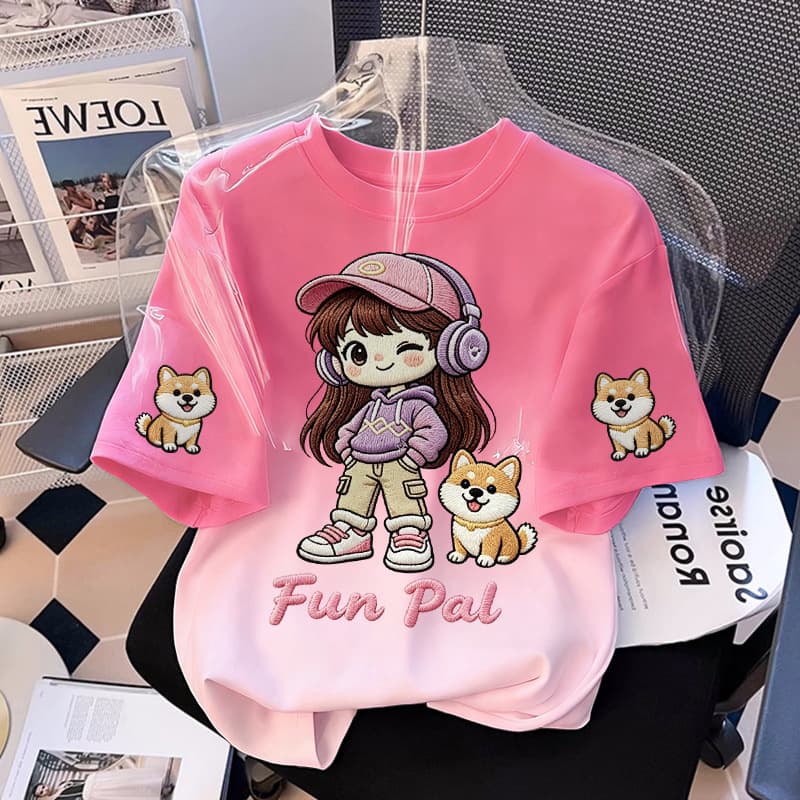 Qiaonika Children's Short Sleeve T-Shirt Summer 2026 New Style Girl's Top Half Sleeve Pure Cotton Summer Clothes
