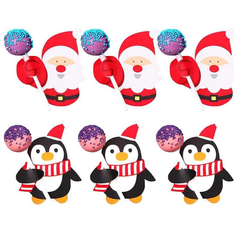 Cross-border New Santa Claus Penguin Lollipop Paper Card Decorative Card Insert Sign DIY Decorative Paper Card