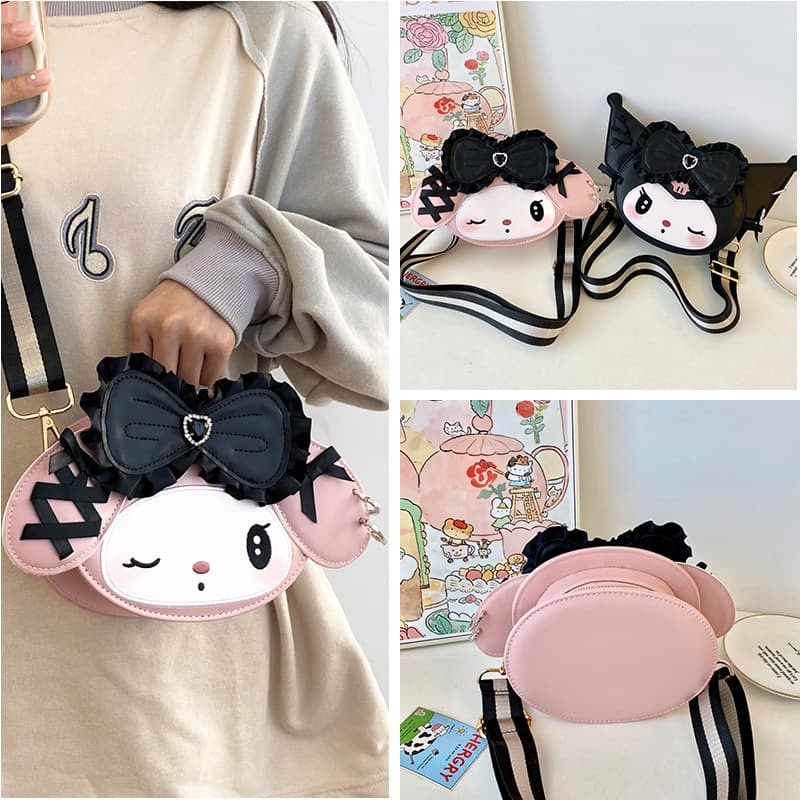Cute Cartoon Mobile Phone Bag Women's Crossbody Small Bag Girl Kuromi Cinnamon Dog Melody Small Backpack
