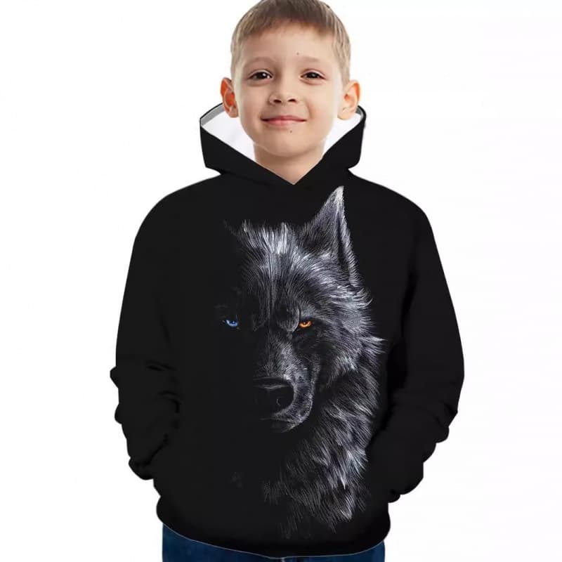 Boys trendy brand sweatshirt autumn new 2024 autumn children's tops for middle and large children animal print sweatshirt RB05