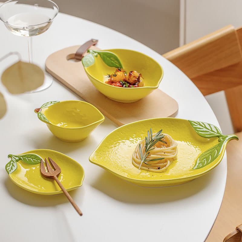 Creative fruit lemon shape hand-painted ceramic dishes and tableware cute fruit dishes home underglaze color plates and bowls