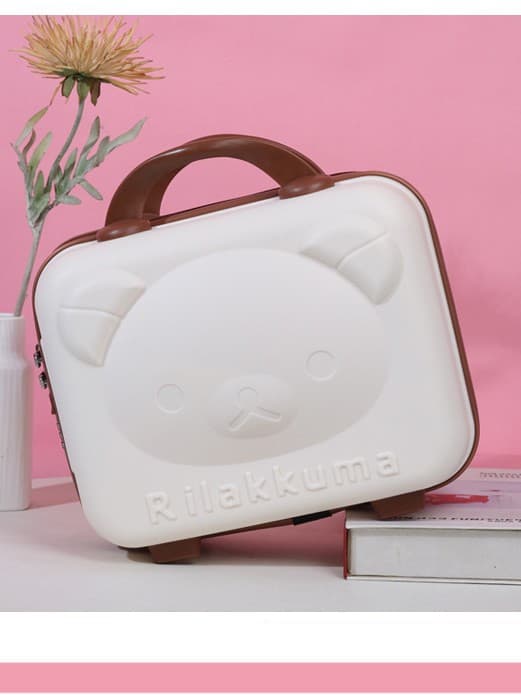 14-inch Cartoon Bear Travel Suitcase with Cosmetic Multi-functional Mini Storage Bag, Gift Set