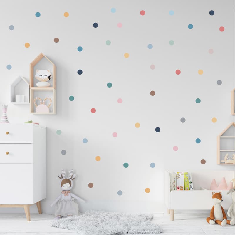 Temu Mia-style polka dot wall sticker, boho style girls' bedroom, nursery, classroom, children's room decorative wall sticker