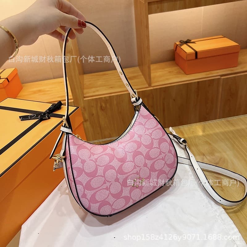 C-House 2024 New Moon Crescent Bag Women's Crossbody Versatile Shoulder Bag Double Strap Trendy Sling Bag