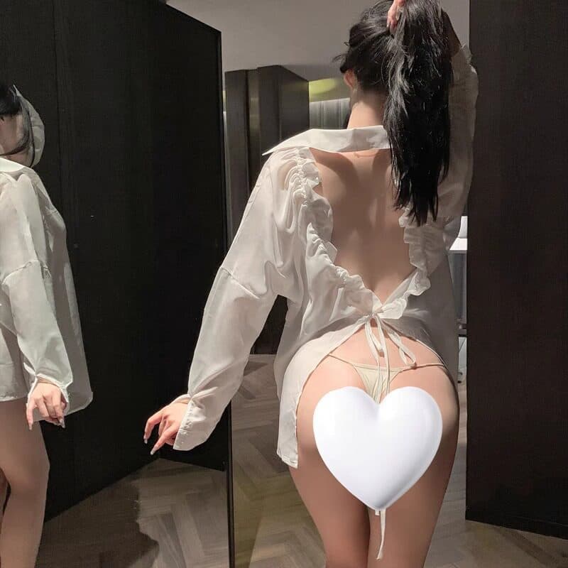 Drunk cellar aunt sexy lingerie sexy boyfriend style shirt pure sex abstinence uniform qqny flirting pajamas set