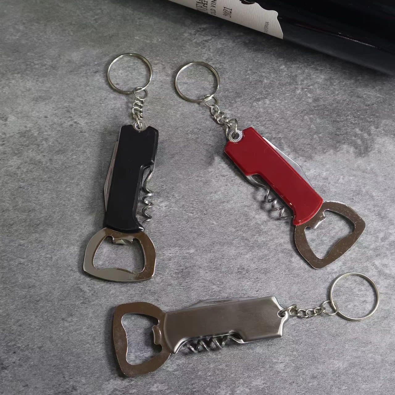 Outdoor Multi-Function Mini Knife Portable Keychain Knife Stainless Steel Wine Beer Bottle Opener Camping Tool