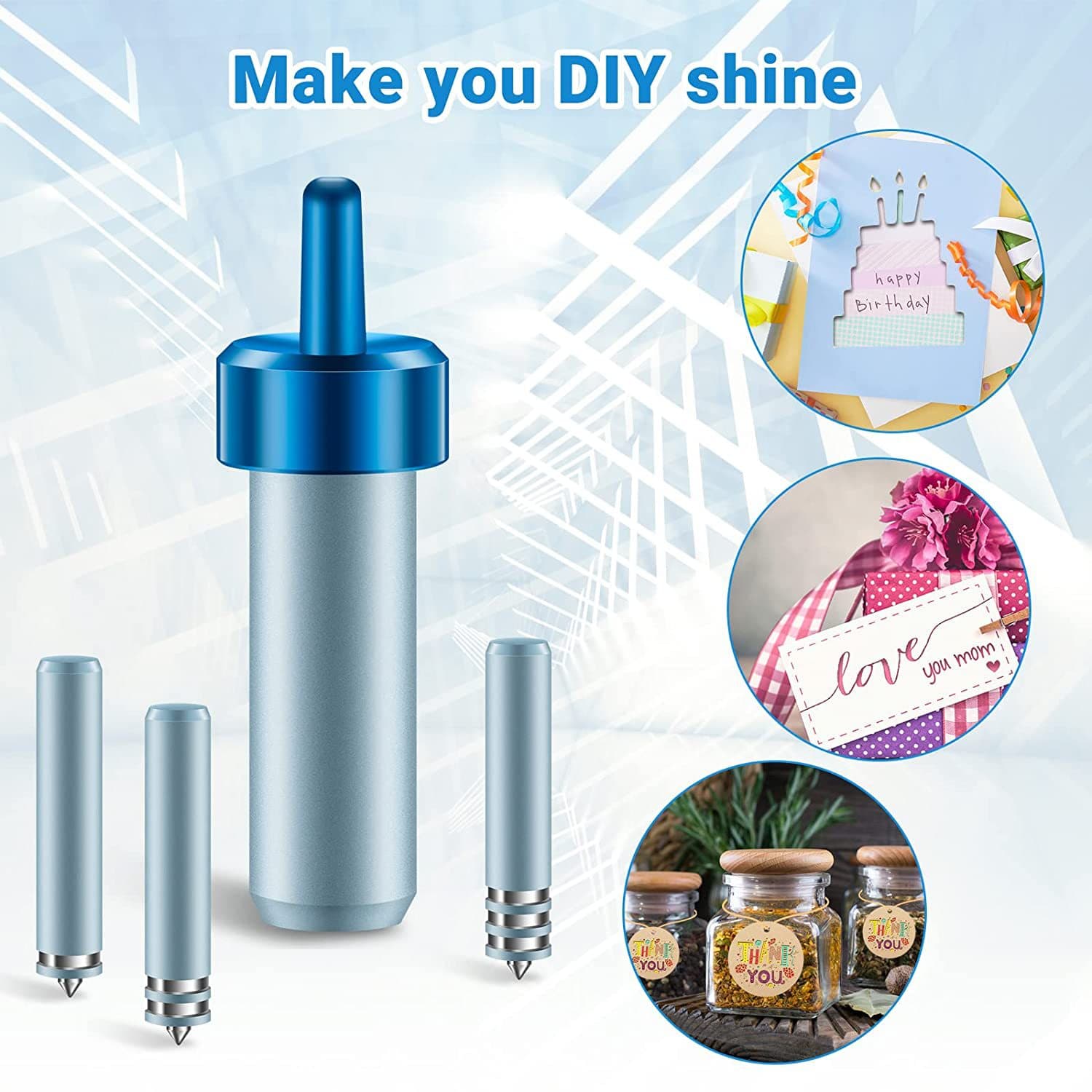 Aluminum foil stamping knife holder kit, three scoring heads, DIY hot stamping tool, suitable for cutting machine creasing