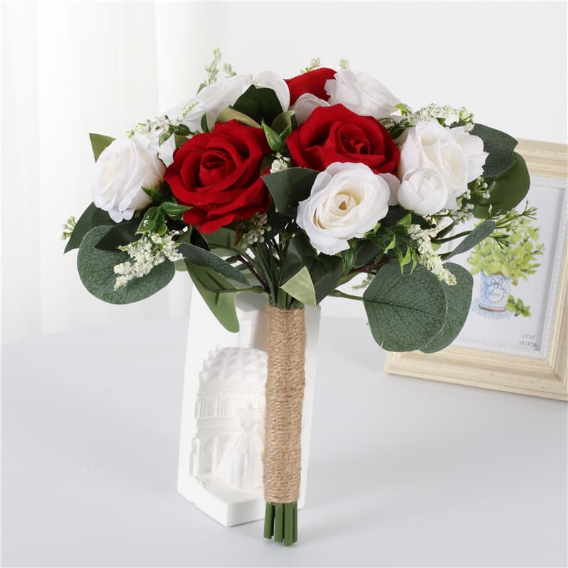 Cross-border simulated eucalyptus rose bouquet wedding flowers bride bridesmaid western style forest wedding banquet bouquet