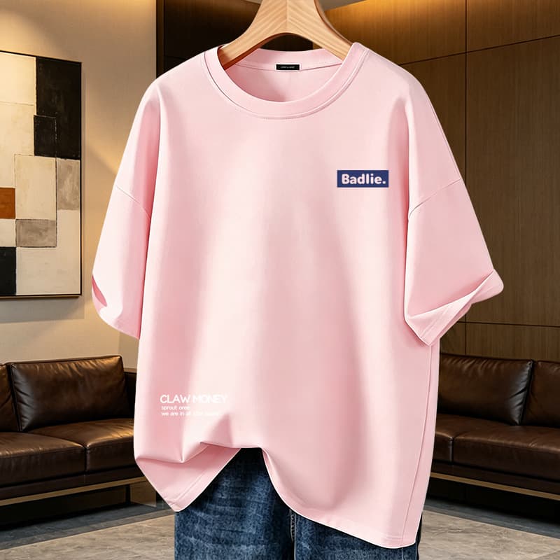 Dilunshi large size short-sleeved T-shirt men's spring and autumn bottoming solid color clean version campus wear men's short-sleeved printed T-shirt