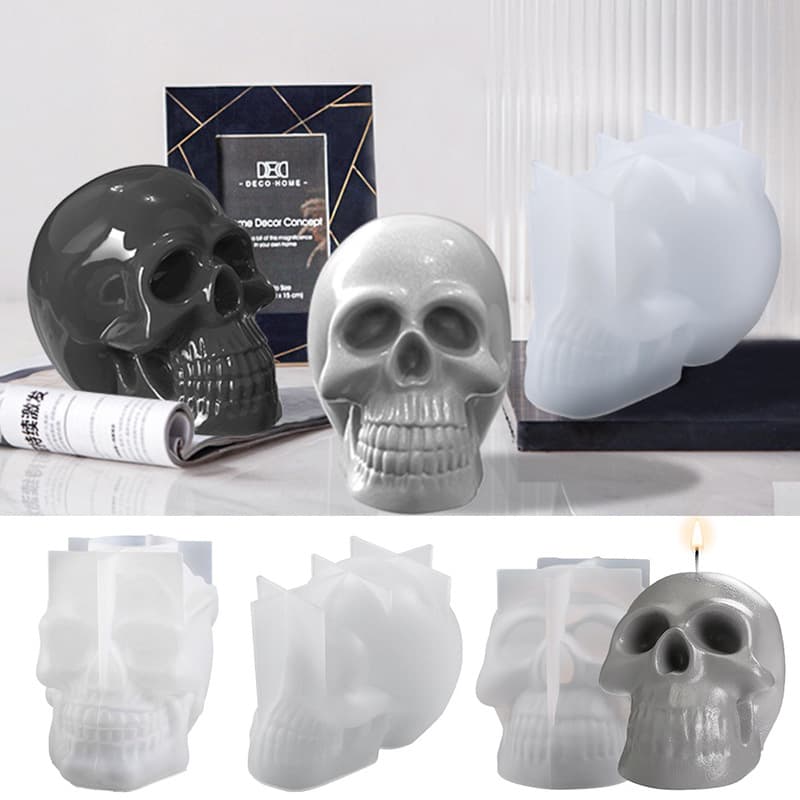 DIY Crystal Resin Candle Plaster Mold Bucktooth Skull Ornament Table Decoration Silicone Mold