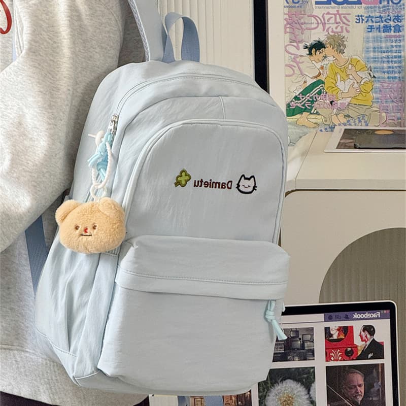 School bag female Japanese cute cartoon kitten soft girl college style double backpack forest style candy color large capacity backpack