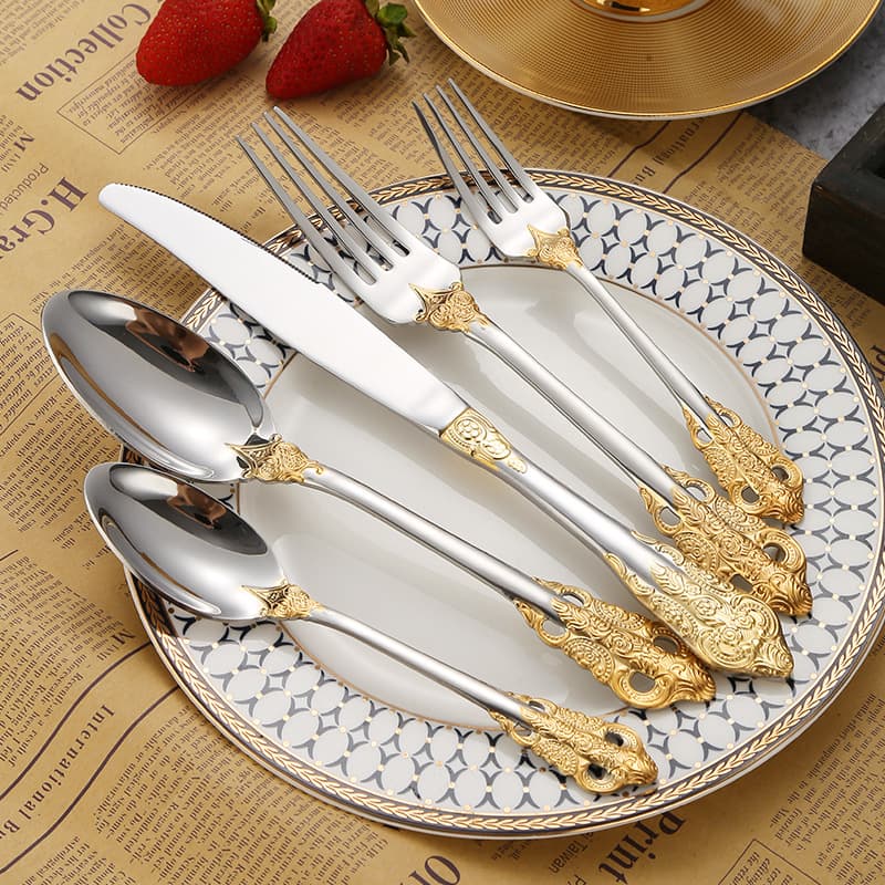 304 Stainless Steel Royal Cutlery Set Western Knife Fork Spoon Set Hotel Steak Knife Fork Spoon Durable Western Style