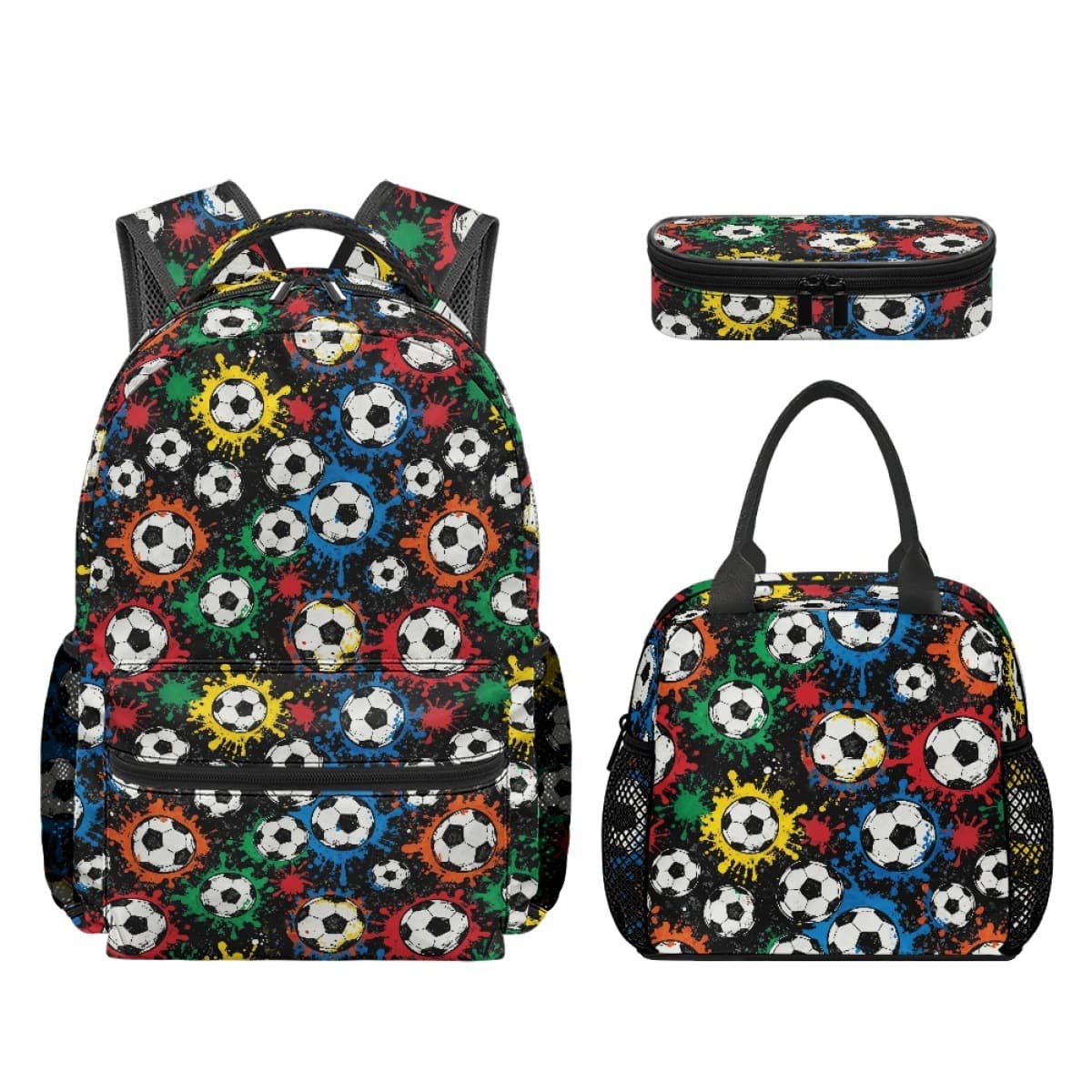 World Cup Little Fan Backpack 3-Piece Set Amazon New Style Boys All-Over Print Backpack School Lunch Bag