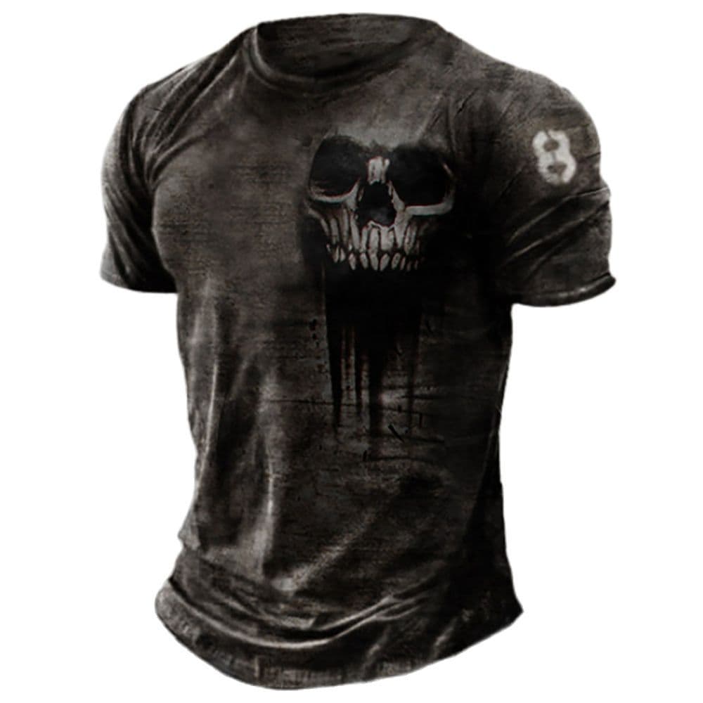 Men's T-shirt summer 3d retro horror skull top hip-hop rock streetwear o-neck short-sleeved T-shirt oversized T-shirt