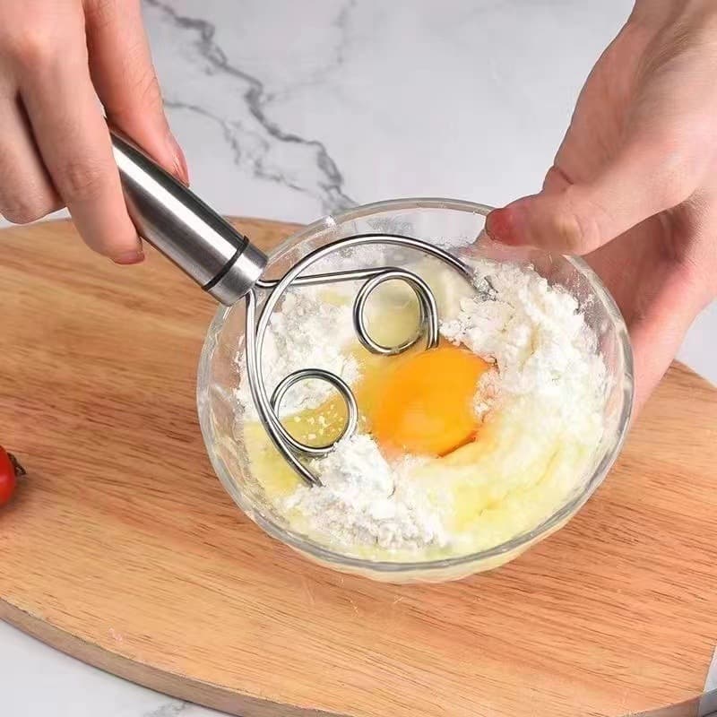 Stainless steel hand dough mixer, manual household egg beater, dough kneading tool, non-stick mixing tool